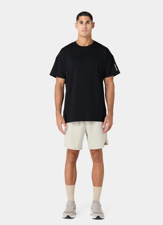 Squatwolf MT052090001 Foundation Oversized Te Siyah Bisiklet Yaka Fit Düz Erkek T-Shirt
