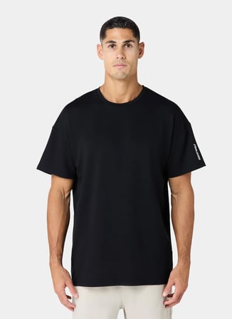 Squatwolf MT052090001 Foundation Oversized Te Siyah Bisiklet Yaka Fit Düz Erkek T-Shirt