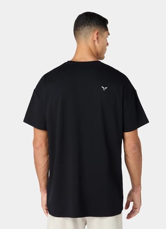 Squatwolf MT052090001 Foundation Oversized Te Siyah Bisiklet Yaka Fit Düz Erkek T-Shirt