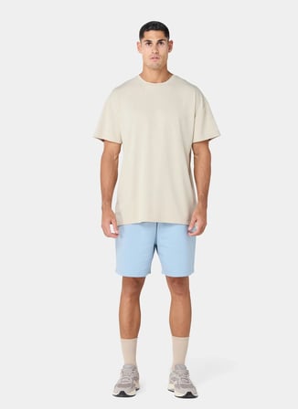 Squatwolf MT052090309 Foundation Oversized Te Bej Bisiklet Yaka Fit Düz Erkek T-Shirt