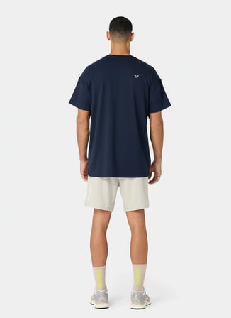 MT052090003 Foundation Oversized Te Lacivert Bisiklet Yaka Düz Erkek T-Shirt