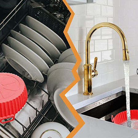 CT-STONES® Renkli Isıya Dayanıklı Yıkanılabilir Silikon Fırın Ve Airfryer Yuvarlak Model Pişirme Matı 20 Cm