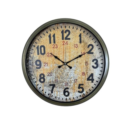 Eskitme Nostaljik Tasarım 52 Cm Metal Duvar Saati iegxx