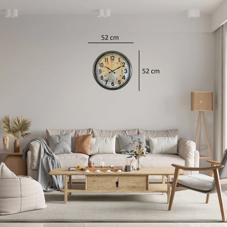 Eskitme Nostaljik Tasarım 52 Cm Metal Duvar Saati iegxx
