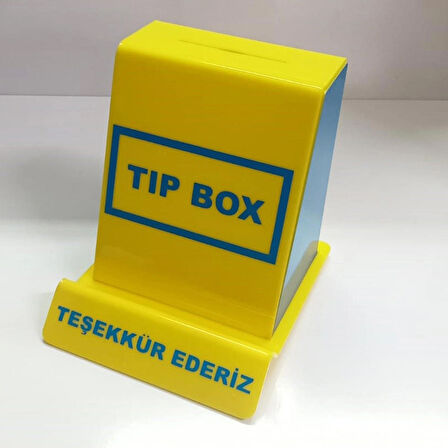 Sarı - Mavi Pleksi Tip box Bahşiş Kutusu