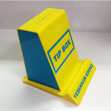 Sarı - Mavi Pleksi Tip box Bahşiş Kutusu