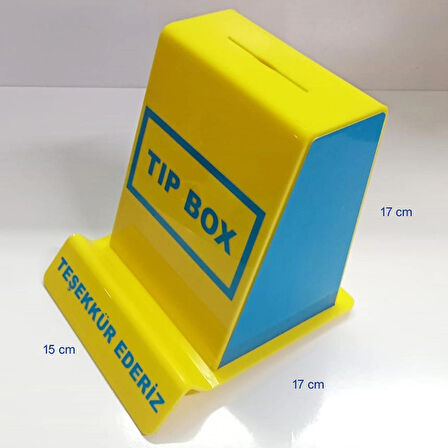 Sarı - Mavi Pleksi Tip box Bahşiş Kutusu