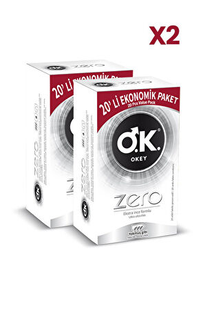 Okey Zero Ekstra İnce Formlu Prezervatif 20'li x2 Adet
