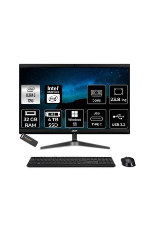 Veriton Ultra 5 125U 32GB 4TB SSD 23.8" FHD W11H All in One Bilgisayar & PER4 USB