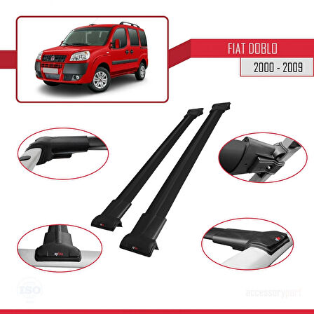 Fiat Doblo 2000-2009 Arası ile Uyumlu FLY Model Ara Atkı Tavan Barı Siyah 2 Adet