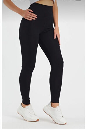 Dark More Çelik Örme Siyah Yüksek Bel Toparlayıcı Kalın Kemerli Tayt