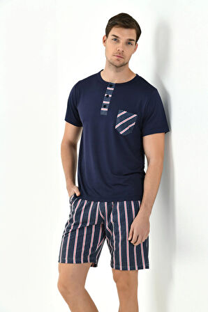 ÇİZGİLİ VİSKON ERKEK 3'LÜ PİJAMA TAKIMI