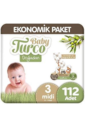 Doğadan Bebek Bezi 3 Beden 112 Adet