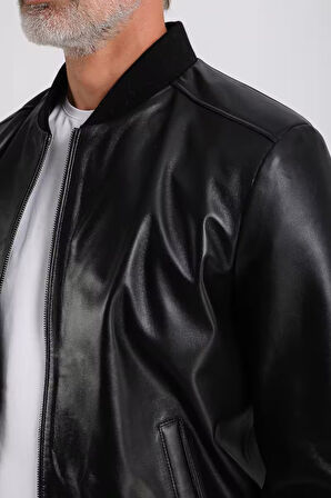 Lucas Erkek Hakiki Bomber Deri Ceket