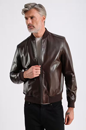 Lucas Erkek Hakiki Bomber Deri Ceket