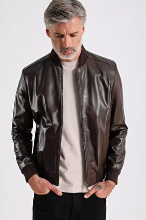 Lucas Erkek Hakiki Bomber Deri Ceket