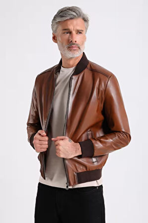 Lucas Erkek Hakiki Bomber Deri Ceket