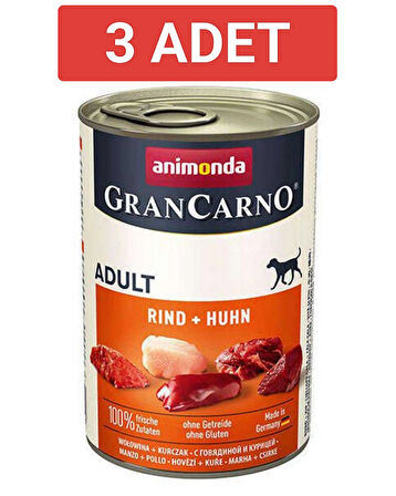 Gran Carno Sığır Etli ve Tavuklu Yetişkin Köpek Konservesi 400gr x 3 Adet