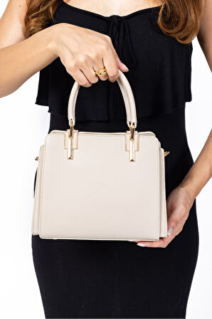 Ekru Kadın El ve Omuz Çantası - Şık Tasarım Günlük ve Özel Gün İçin