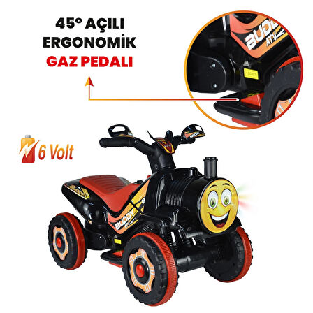 Uj Toys Müzikli ve Led Işıklı Akülü Atv 6V Buddy-Siyah