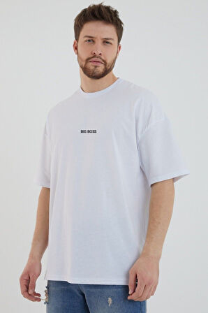 Erkek Big Boss Baskılı Siyah Oversize T-shirt