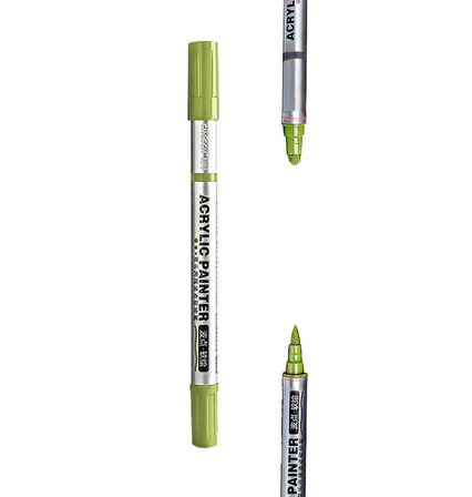 Çift Taraflı Akrilik Marker Kalemi - 1 Adet- Mat Sarı