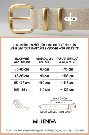 Çift Gold Köprülü Ekru İnce Kadın Kemer 2.5 cm