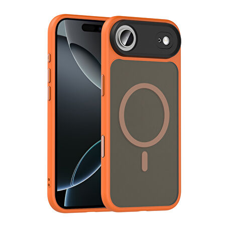 iPhone 17 Air Kılıf Mat Arka Yüzey Wireless Şarj Özellikli Flet M-safe Kapak