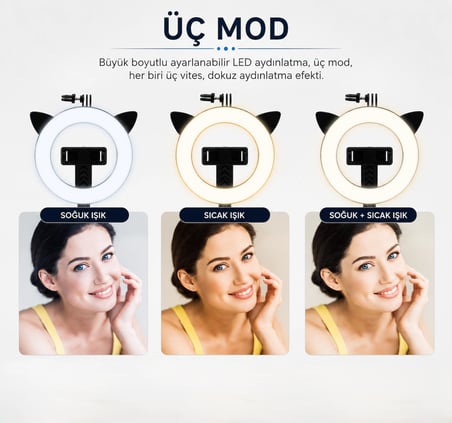 LED Işıklı Selfie Çubuğu Tripod Kablosuz Kumandalı