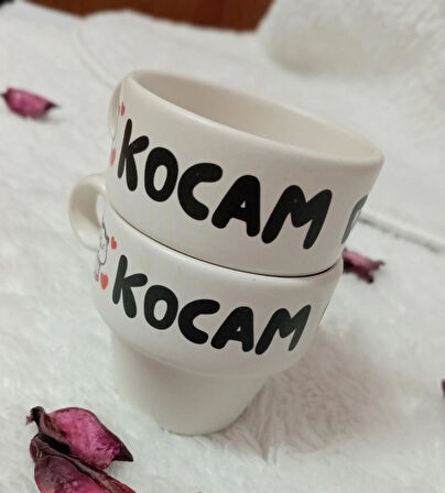 Seramik Yazılı ikili Fincan Seti