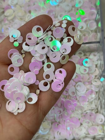 10 mm (1 cm) Pul Çanta, Supla, Patik Pulu 25 gr 24 Beyaz Yanardöner