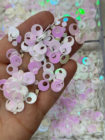 10 mm (1 cm) Pul Çanta, Supla, Patik Pulu 25 gr 24 Beyaz Yanardöner