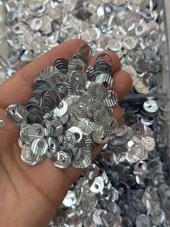 10 mm (1 cm) Pul Çanta, Supla, Patik Pulu 25 gr 26 Gümüş Çizgili