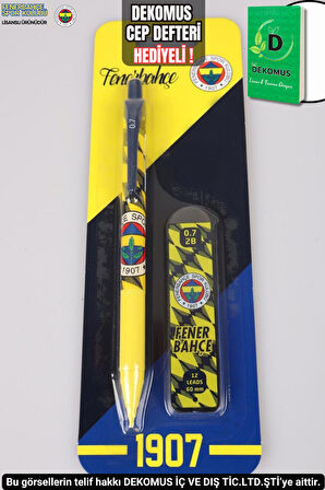 "DEKOMUS CEP DEFTERİ HEDİYELİ"LİSANSLI FENERBAHÇE VERSATİL UÇLU KALEM VE 0.7 MM UÇ 2'Lİ SET 