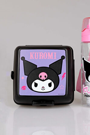 DEKOMUS İLE YENİ SEZON LİSANSLI KUROMI TRITAN MATARA 500 ML VE 2 KATLI BESLENME KABI YEMEK SETİ "ISLAK MENDİL HEDİYELİ"