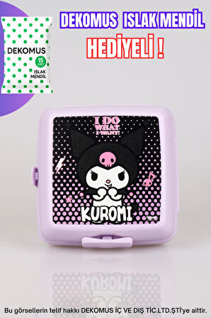 "DEKOMUS ISLAK MENDİL HEDİYELİ" YENİ SEZON LİSANSLI KUROMI 2 KATLI BESLENME KABI / LUNCH BOX 