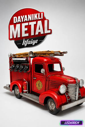 Dekoratif Metal İtfaiye Arabası Klasik Maket Hediyelik C0772