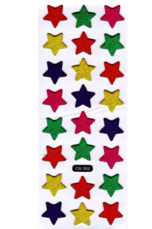 Sticker Kabartmalı Sticker Defter Planlayıcı Etiket (cb392) 16x7 cm- Renkli Yıldız