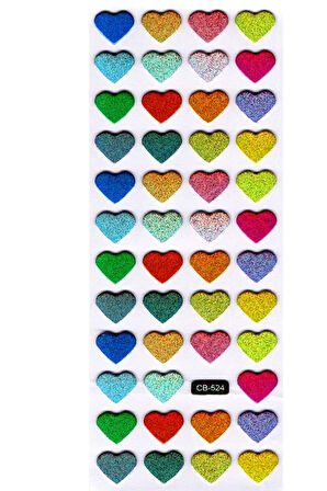 Sticker Kabartmalı Sticker Defter Planlayıcı Etiket (cb524) 16x7 cm- Renkli Kalpler