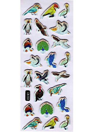 Sticker Kabartmalı Sticker Defter Planlayıcı Etiket (cb554) 16x7 cm- Kuş Türleri