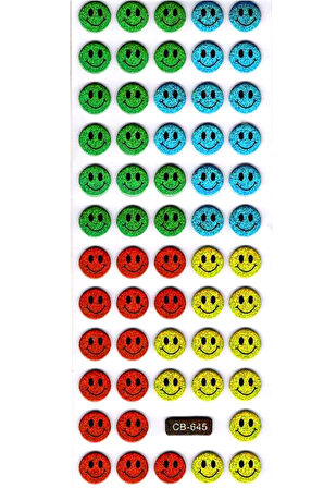 Sticker Kabartmalı Sticker Defter Planlayıcı Etiket (cb645) 16x7 cm- Renkli Gülenyüz