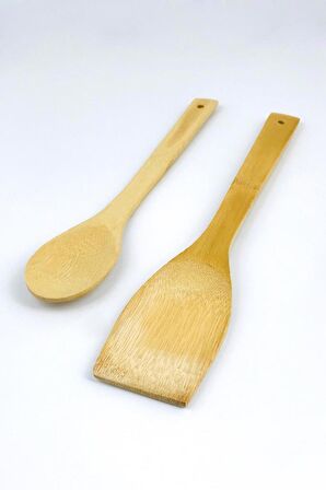 Bambu Spatula ve Bambu Servis Kaşığı 2'li Set