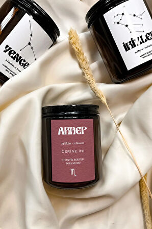 Akrep Burcu Otantik Kokulu %100 Soya Mumu Amber Kavanoz Mum