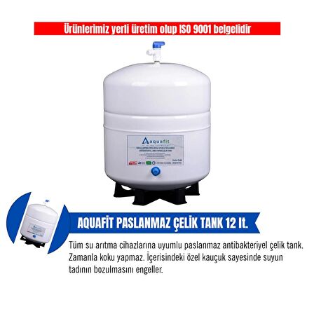 Aquafit Su Arıtma Cihazı 12 Lt. Aquafit Tankpro Paslanmaz Çelik Tank  - Tank Vanası Hediyeli