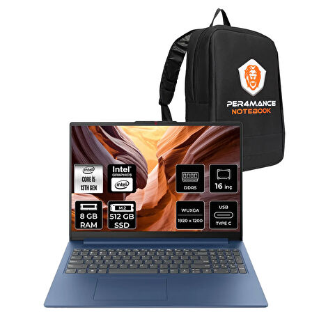 Lenovo IdeaPad Slim 3 i5 13420H 8GB DDR5 512GB SSD 16" WUXGA FDOS Dizüstü Bilgisayar & PER4 Çanta