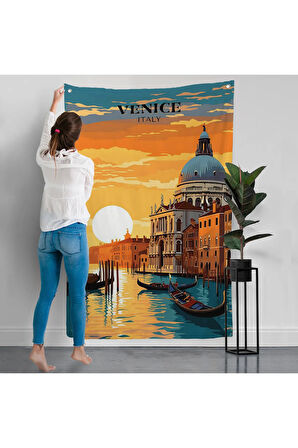 İtalya Venedik Kanal Yağlıboya Duvar Örtüsü-7858