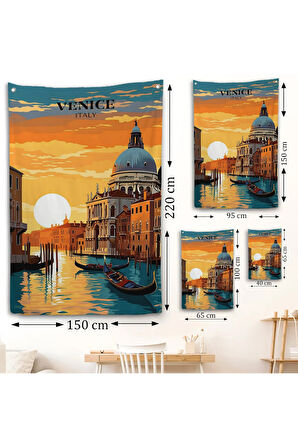 İtalya Venedik Kanal Yağlıboya Duvar Örtüsü-7858