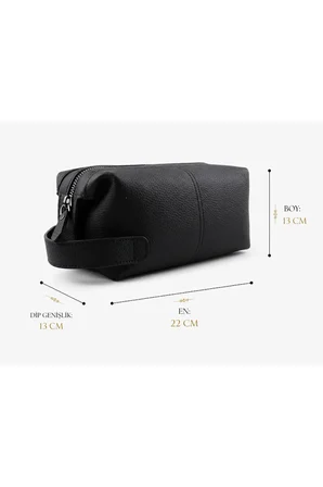 Erkek Hakiki Deri Siyah Fermuarlı El Ve Clutch Çanta