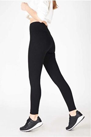 Kadın 2"li Siyah Modal Elastan Likralı Penye Uzun Tayt 2101