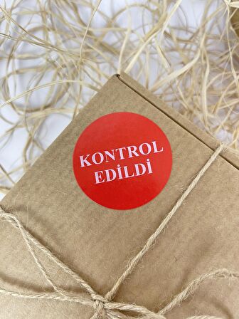 Kontrol Edildi 40 mm Kırmızı Yuvarlak Sticker Etiket 120 Adet